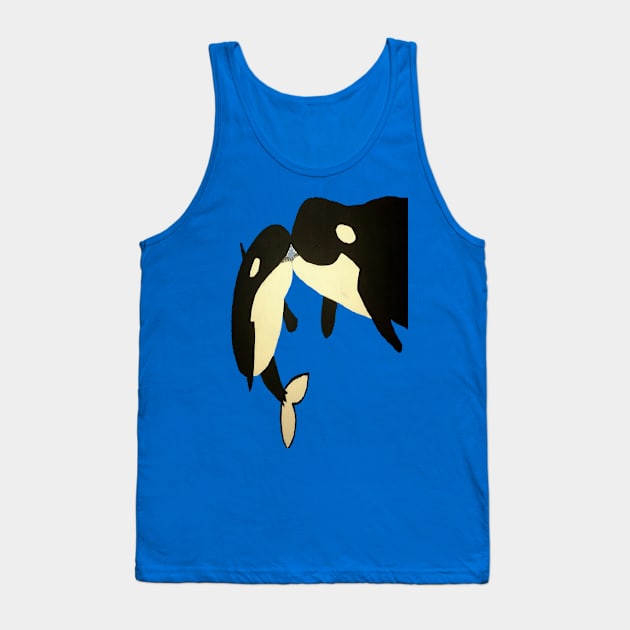 Whales on Blue Tank Top by DanielleGensler